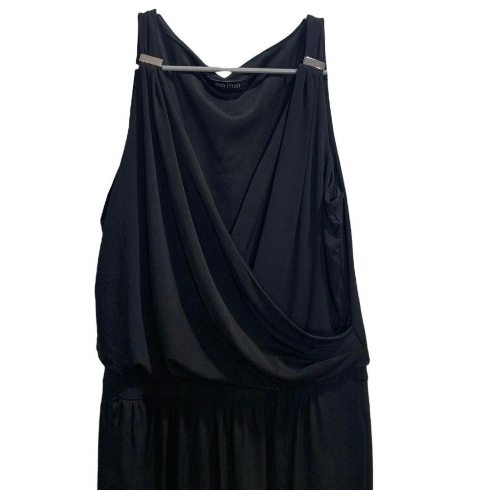 White House Black‎ Market Black Straight Leg Wrap Top Stretch Jumpsuit Sz